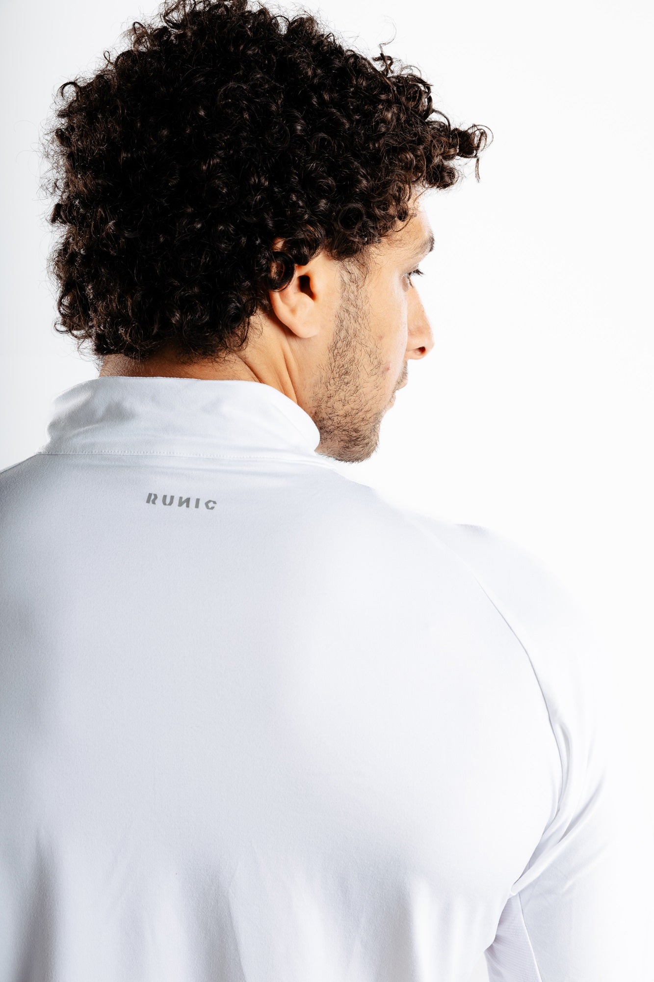 Quarter zipper long sleeve T-shirt White