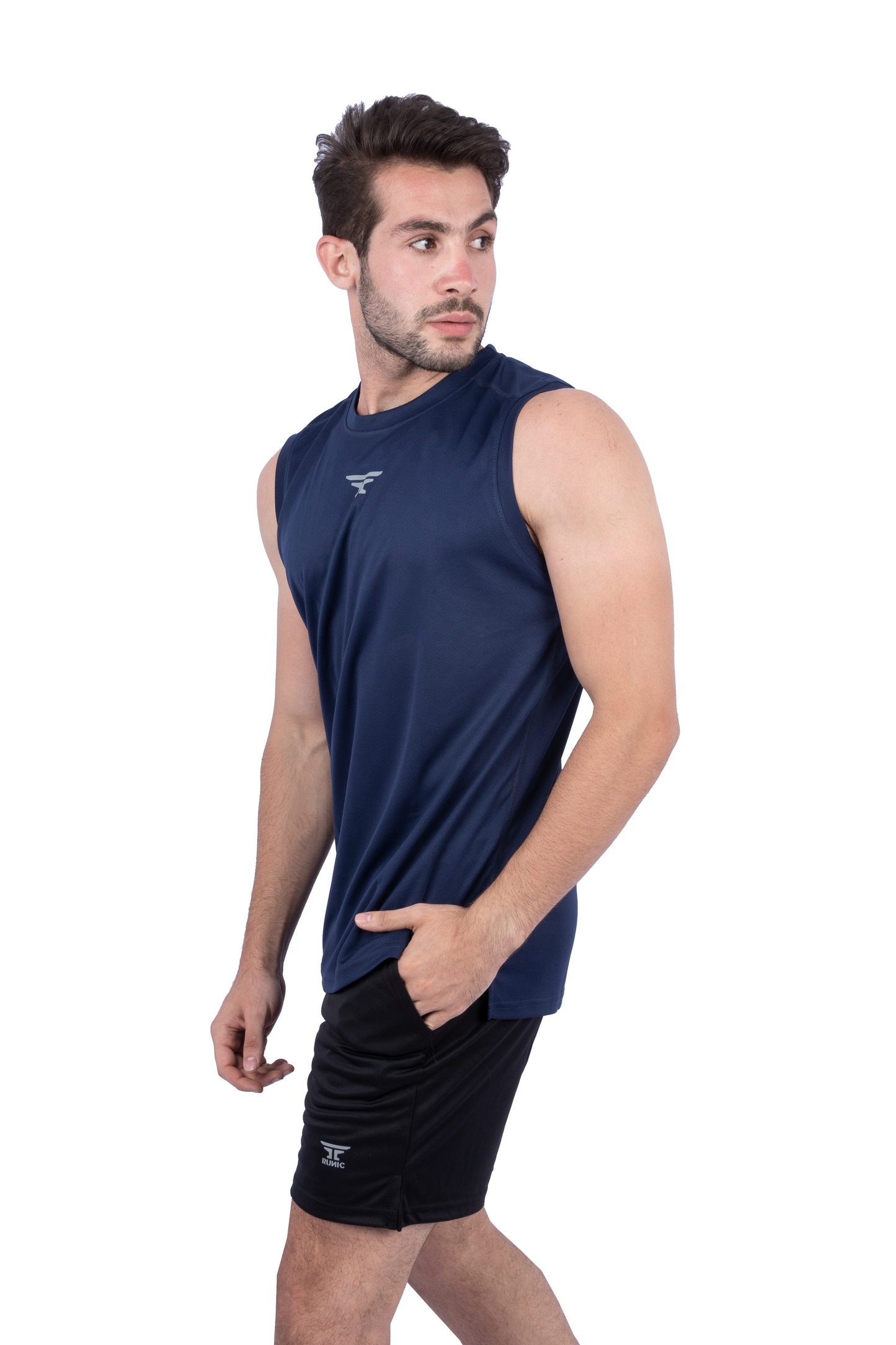Runic Tank top Wide shoulder Navy